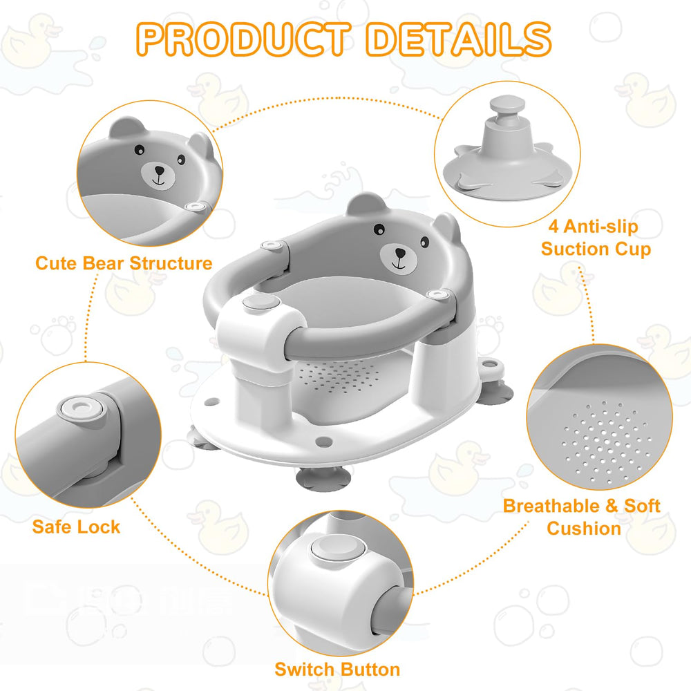 Himold ergonomic support keeps baby's head and back comfortable during baths.