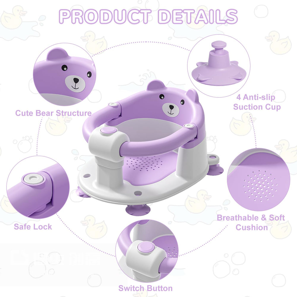 Himold baby bath seat lavender in-bath use demonstrates head and back support