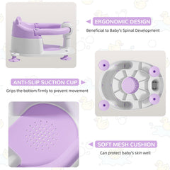 Himold baby bath seat lavender suction cups gripping smooth tub surface