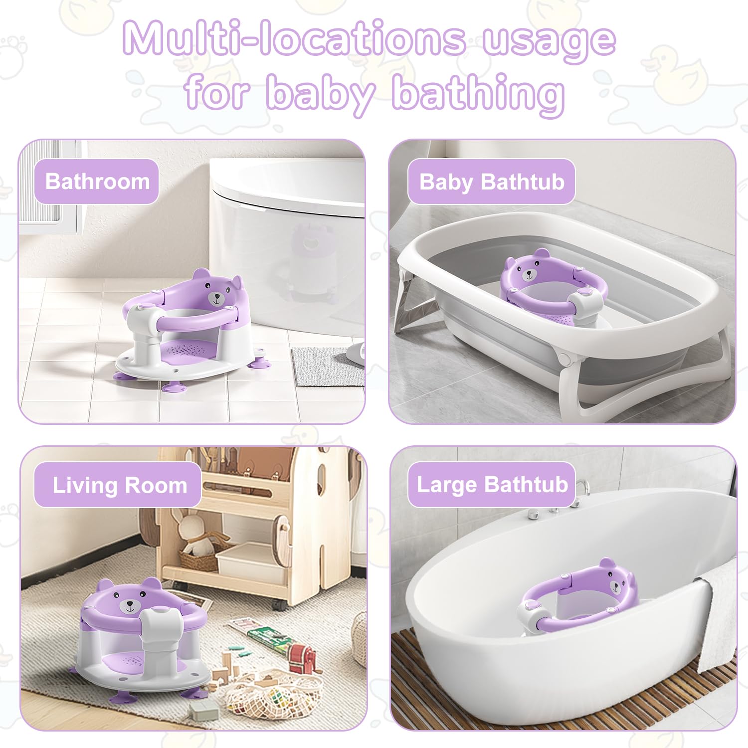 Himold baby bath seat lavender compact travel ready for hotel or vacations