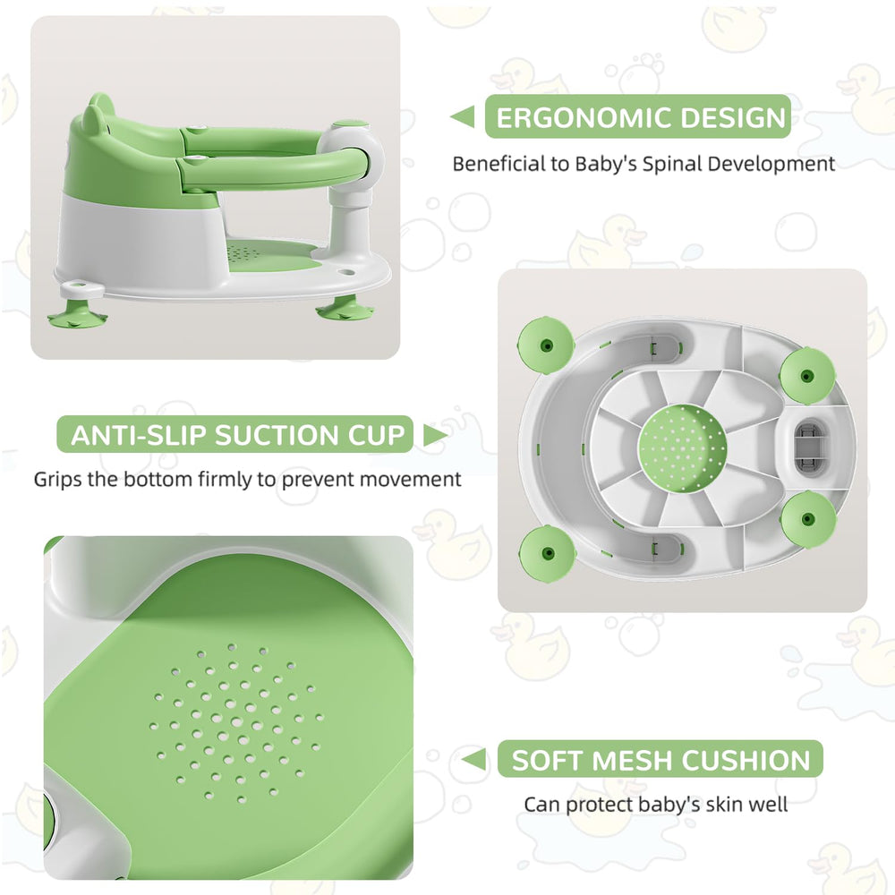 Himold baby bath seat soft cushion enhances baby comfort during baths.