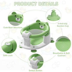 Himold bath seat with four suction cups stays stable on smooth surfaces.
