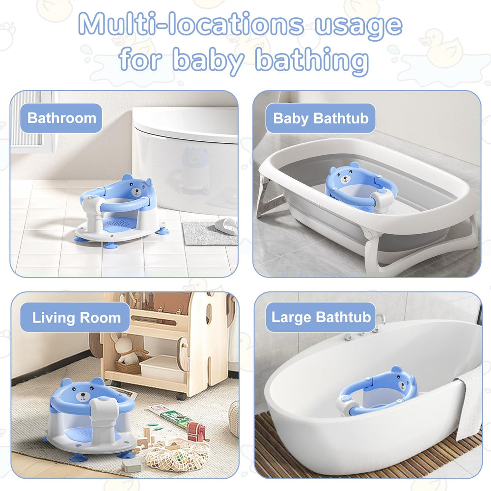 Himold bath seat in use demonstrates safe seating in a bathtub.