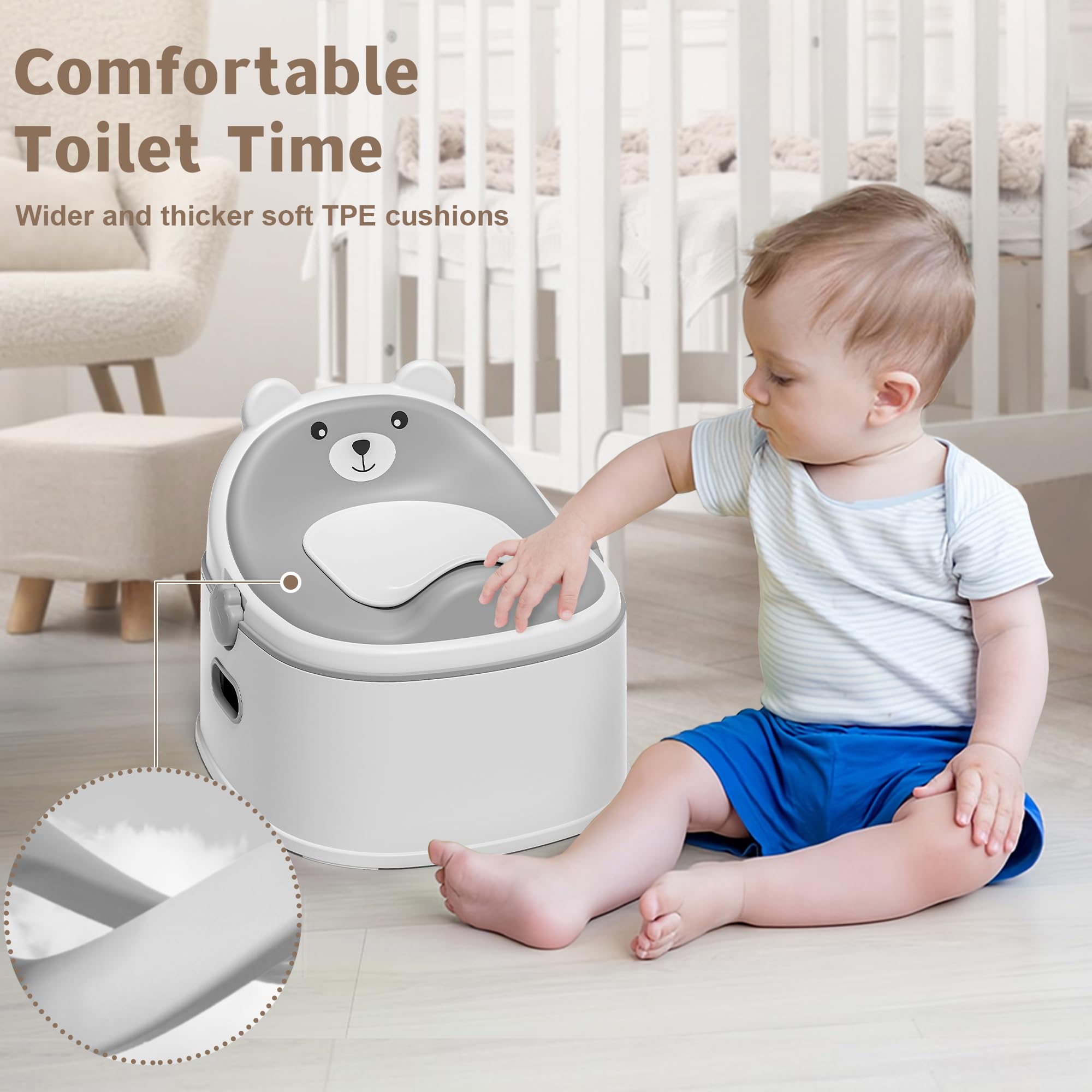 Himold bear-themed potty design closeup for friendly training