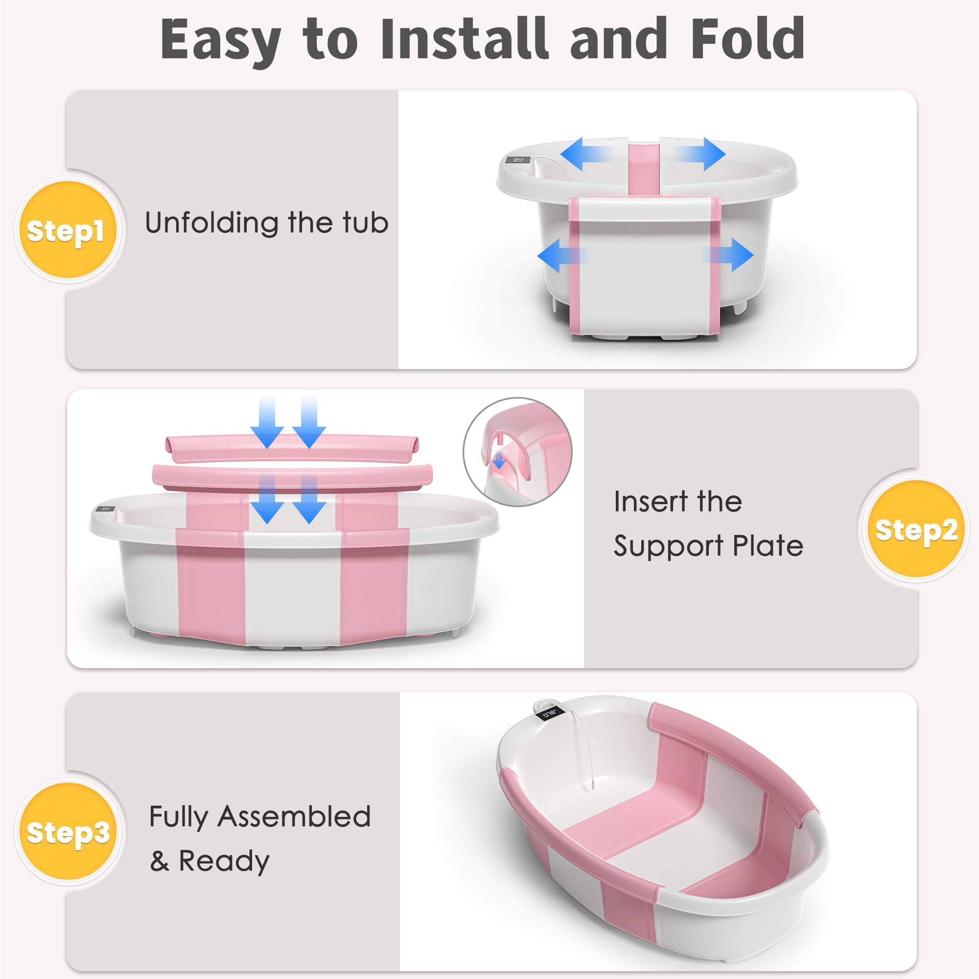 Himold collapsible baby bathtub suitable 0 to 36 months