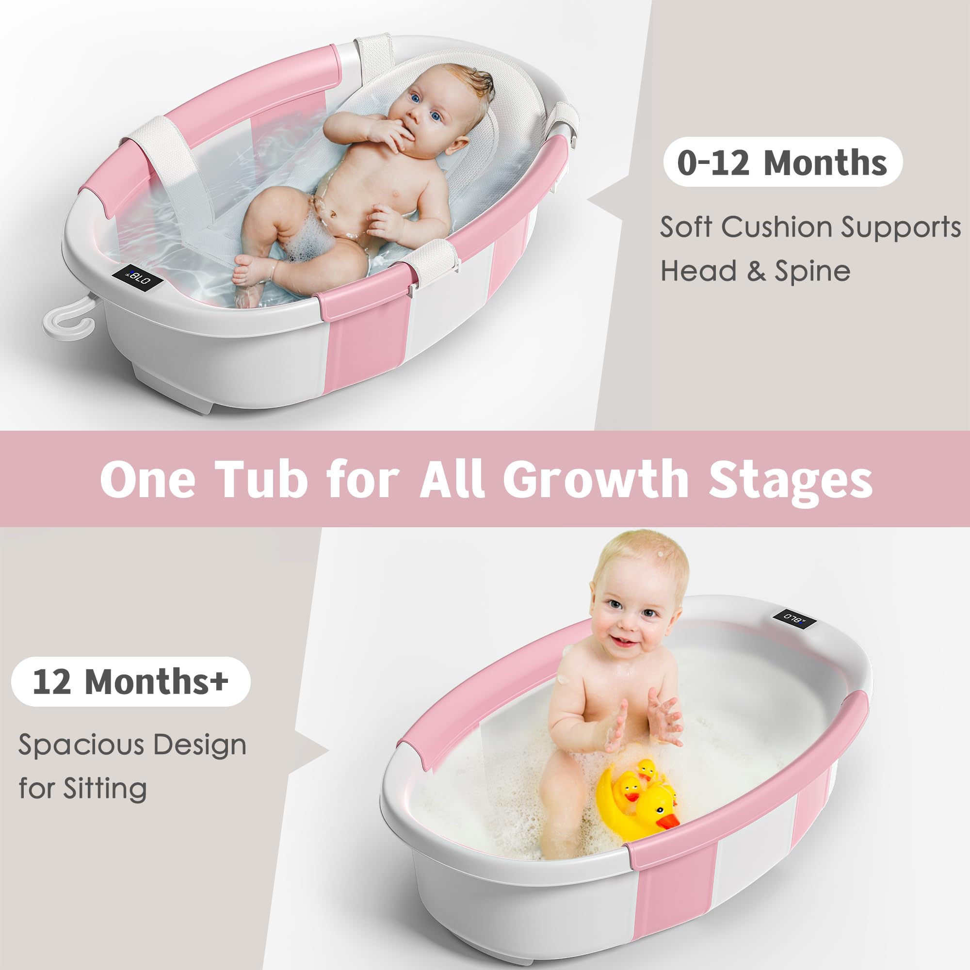 Himold collapsible baby bathtub folded in seconds for easy storage