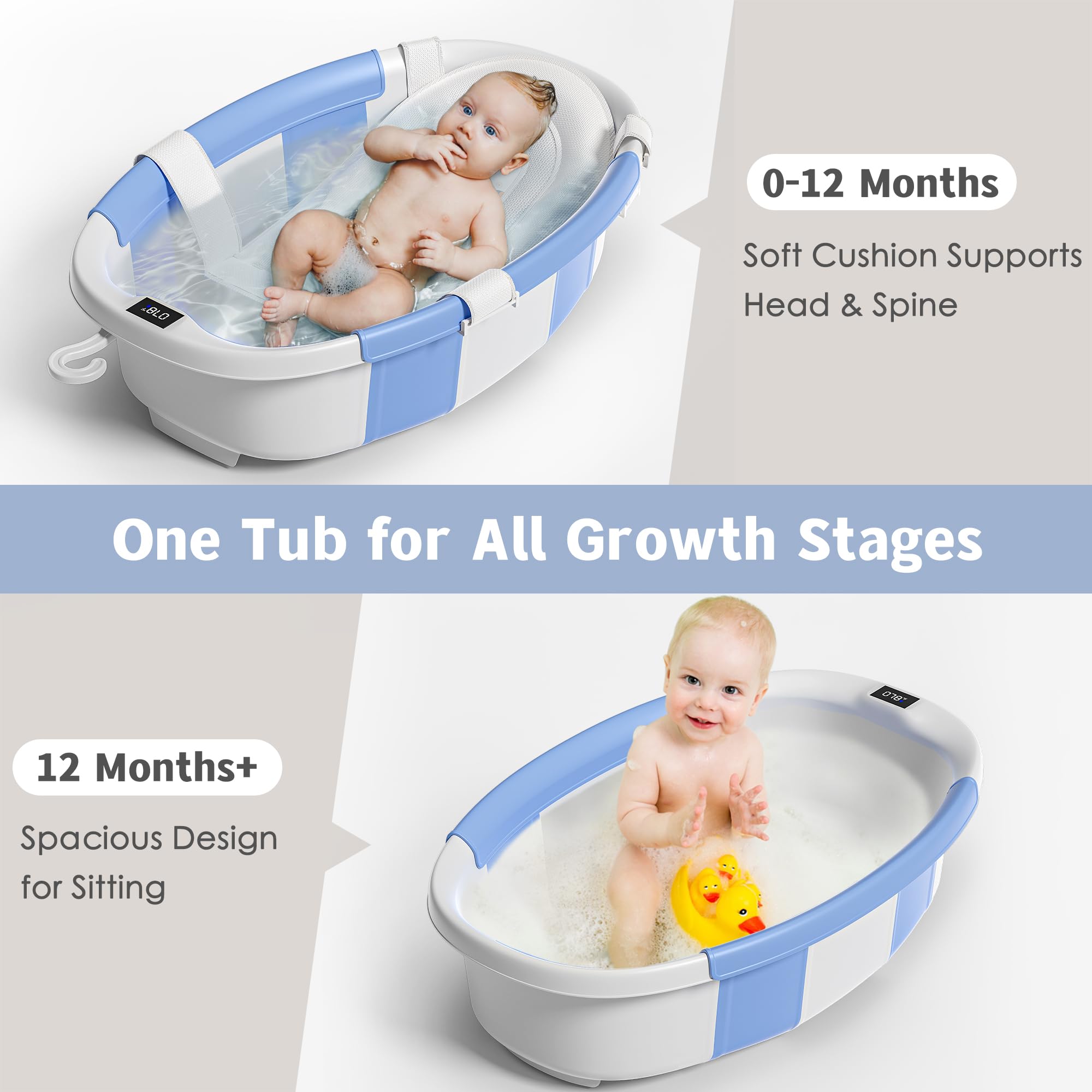 Himold collapsible baby bathtub folded design saves space in small bathrooms