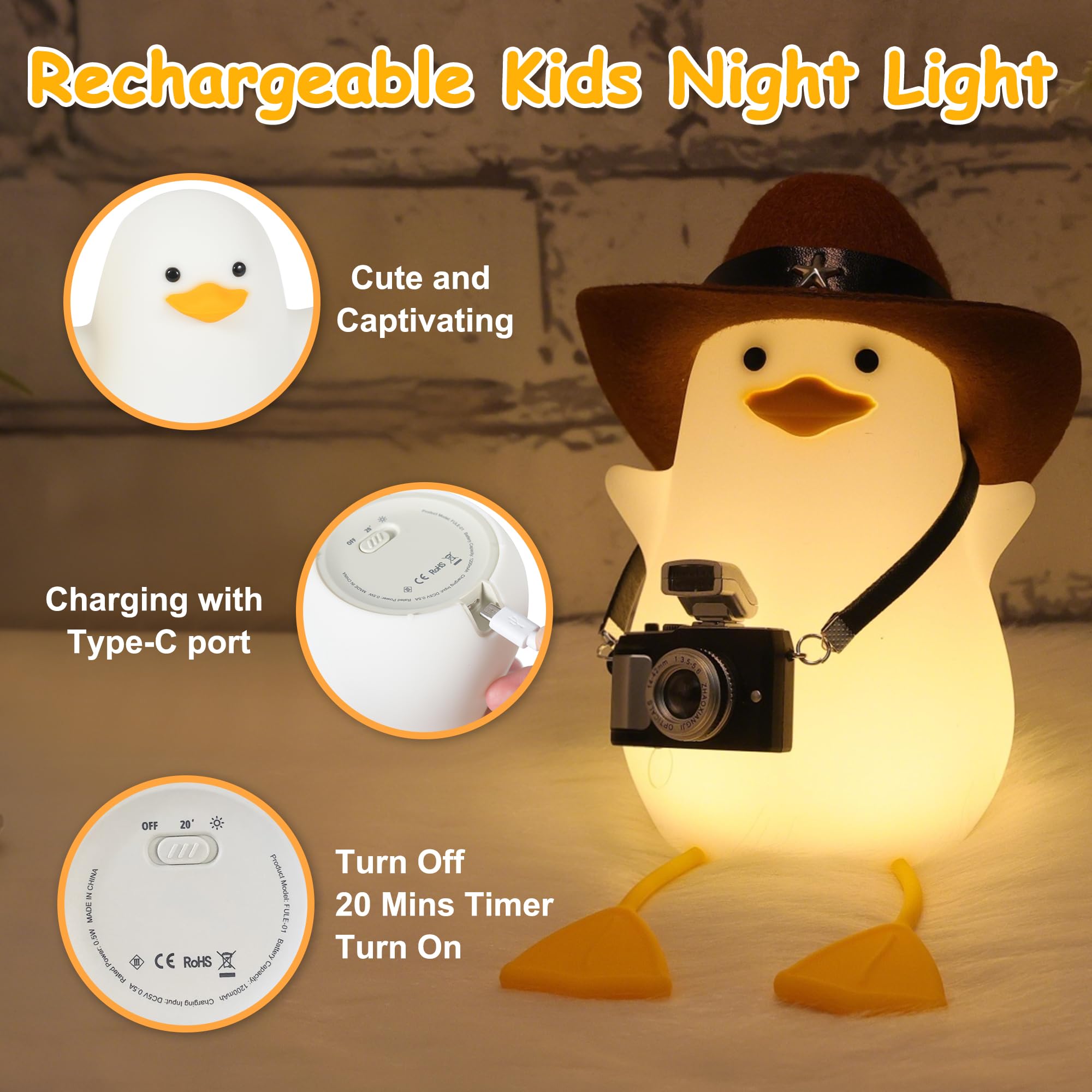 Hinittey Night Light doubles as a flexible phone holder.