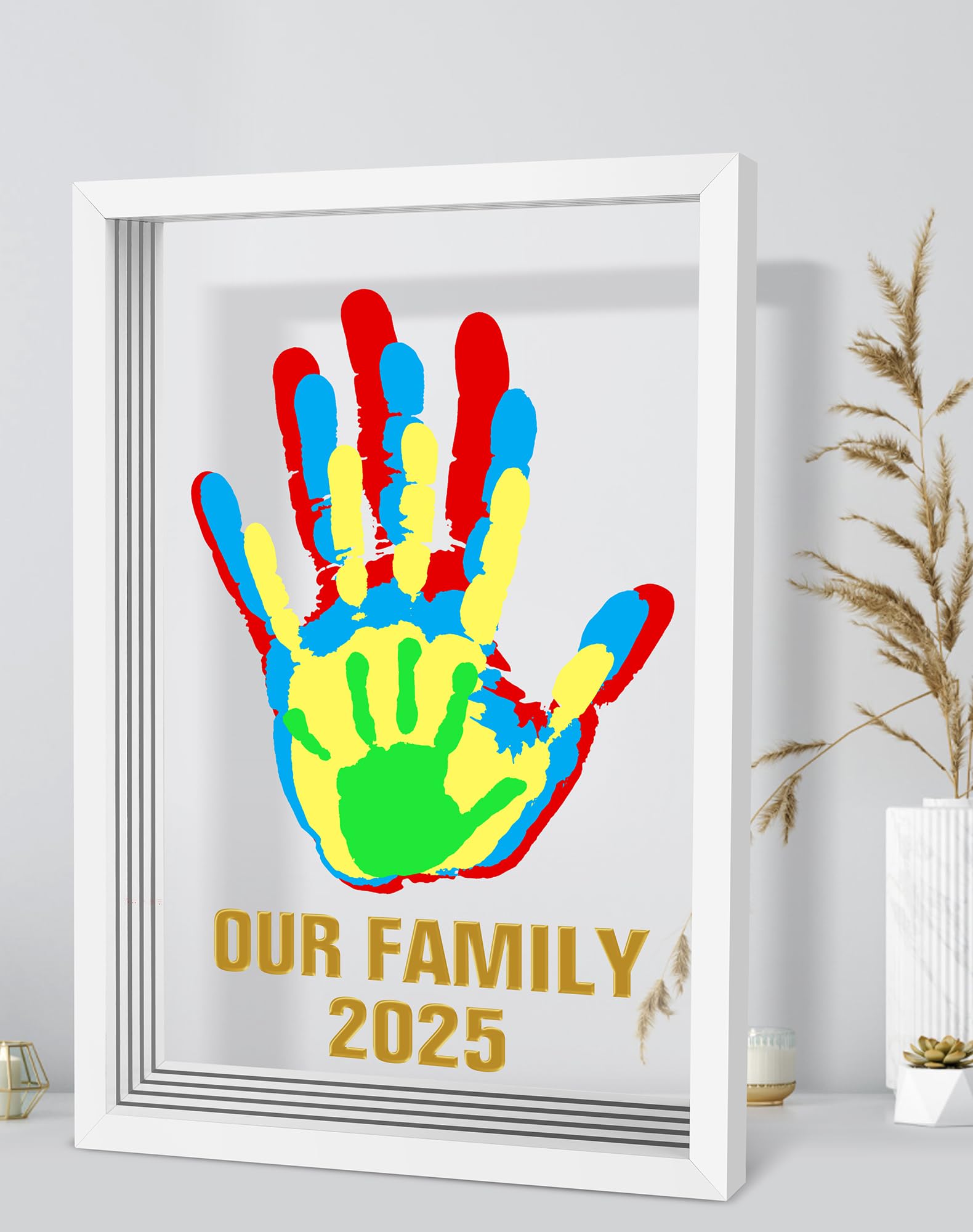 HinJaty Family Handprint Kit frame captures cherished memories in a framed keepsake.