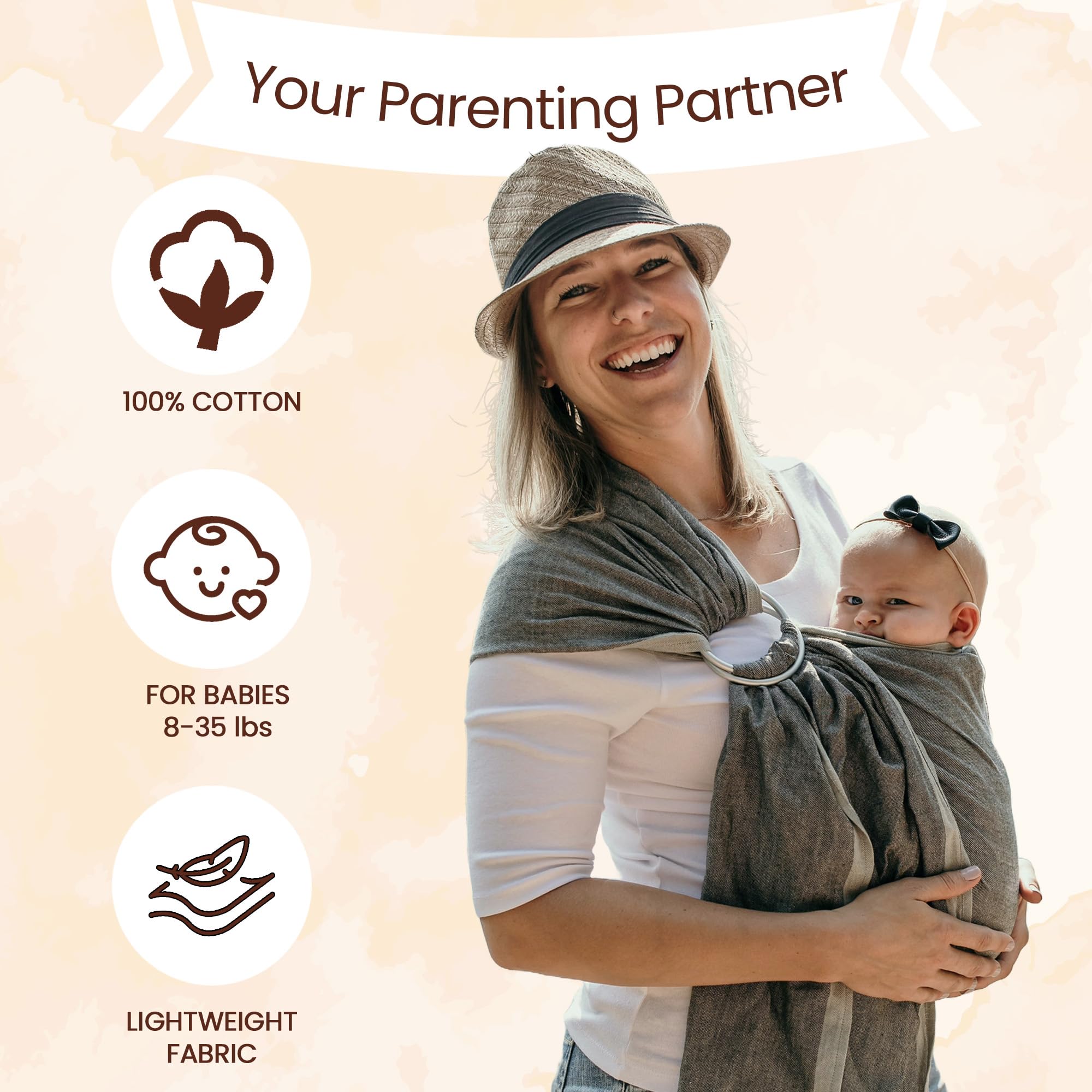 Hip Baby Wrap Fern machine-wash care demonstrates easy maintenance.