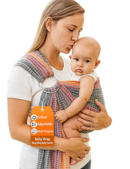 Hip Baby Wrap rainbow honeycomb wrap close-up shows soft breathable cotton for comfort