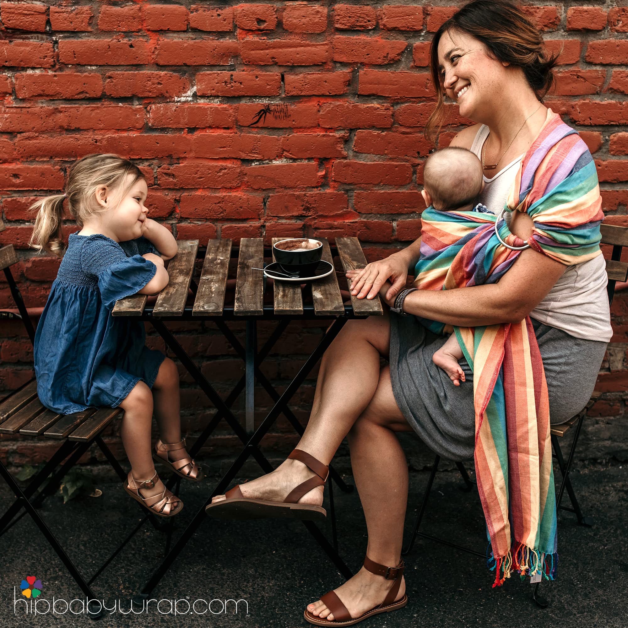 Hip Baby Wrap Ring Sling fair-trade handwoven construction uses eco-friendly dyes for unique style.