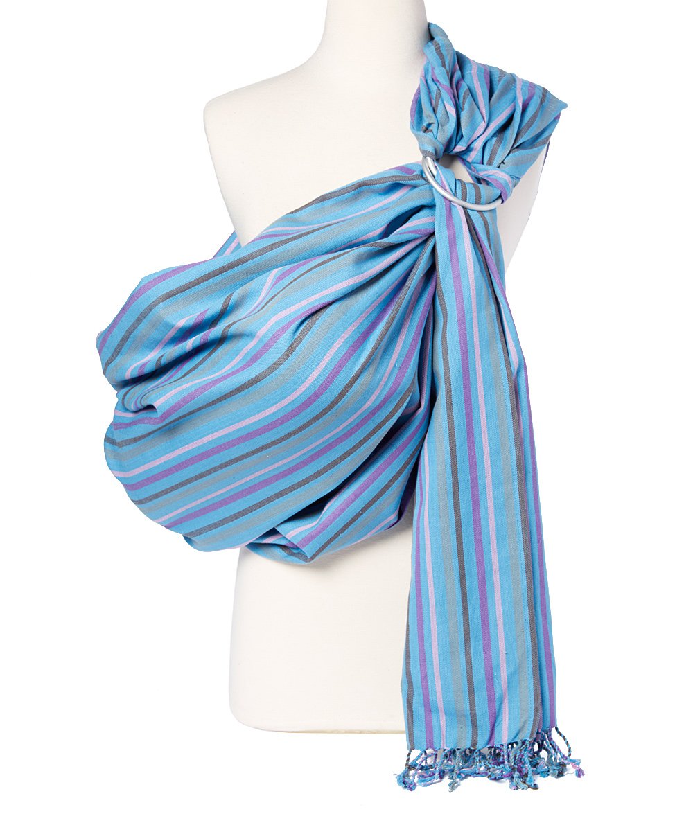 Hip Baby Wrap ring sling ocean color enables comfortable carries on the go.