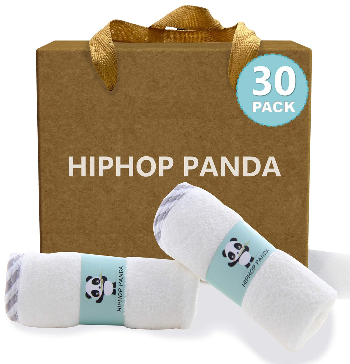 HIPHOP PANDA baby washcloth bamboo two-layer soft for newborn bathtime