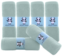 HIPHOP PANDA baby washcloths green 6-pack setup—two-layer luxury for gentle newborn cleansing