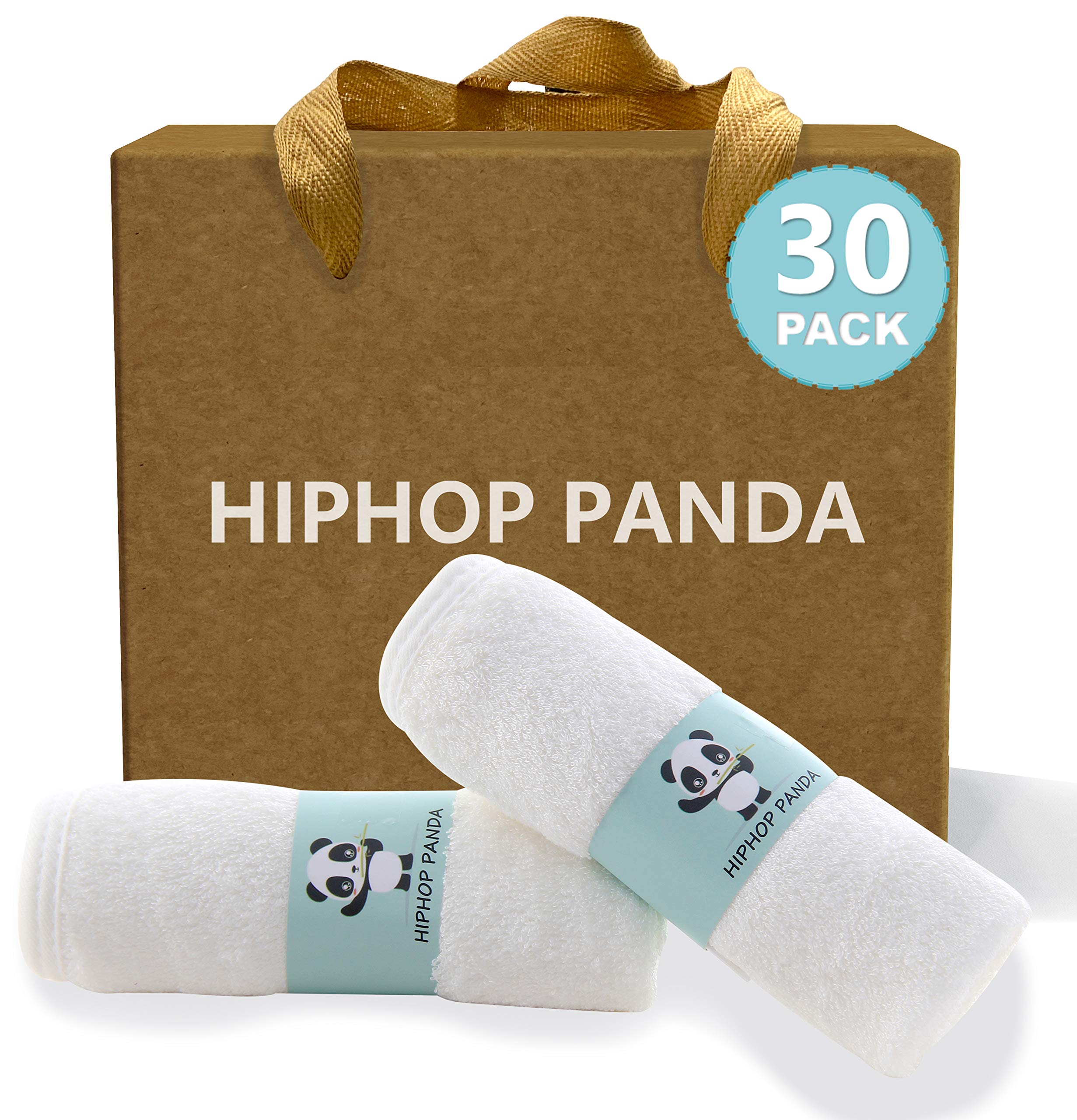 HIPHOP PANDA baby-washcloth closeup shows ultra-soft fibers for delicate skin care.