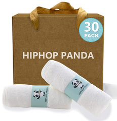HIPHOP PANDA baby-washcloth closeup shows ultra-soft fibers for delicate skin care.