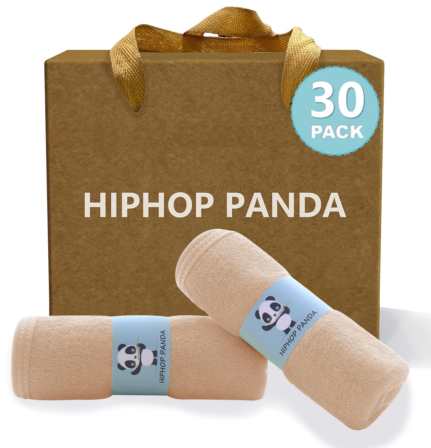 HIPHOP PANDA baby washcloths pack in brown for newborn skin-safe care.