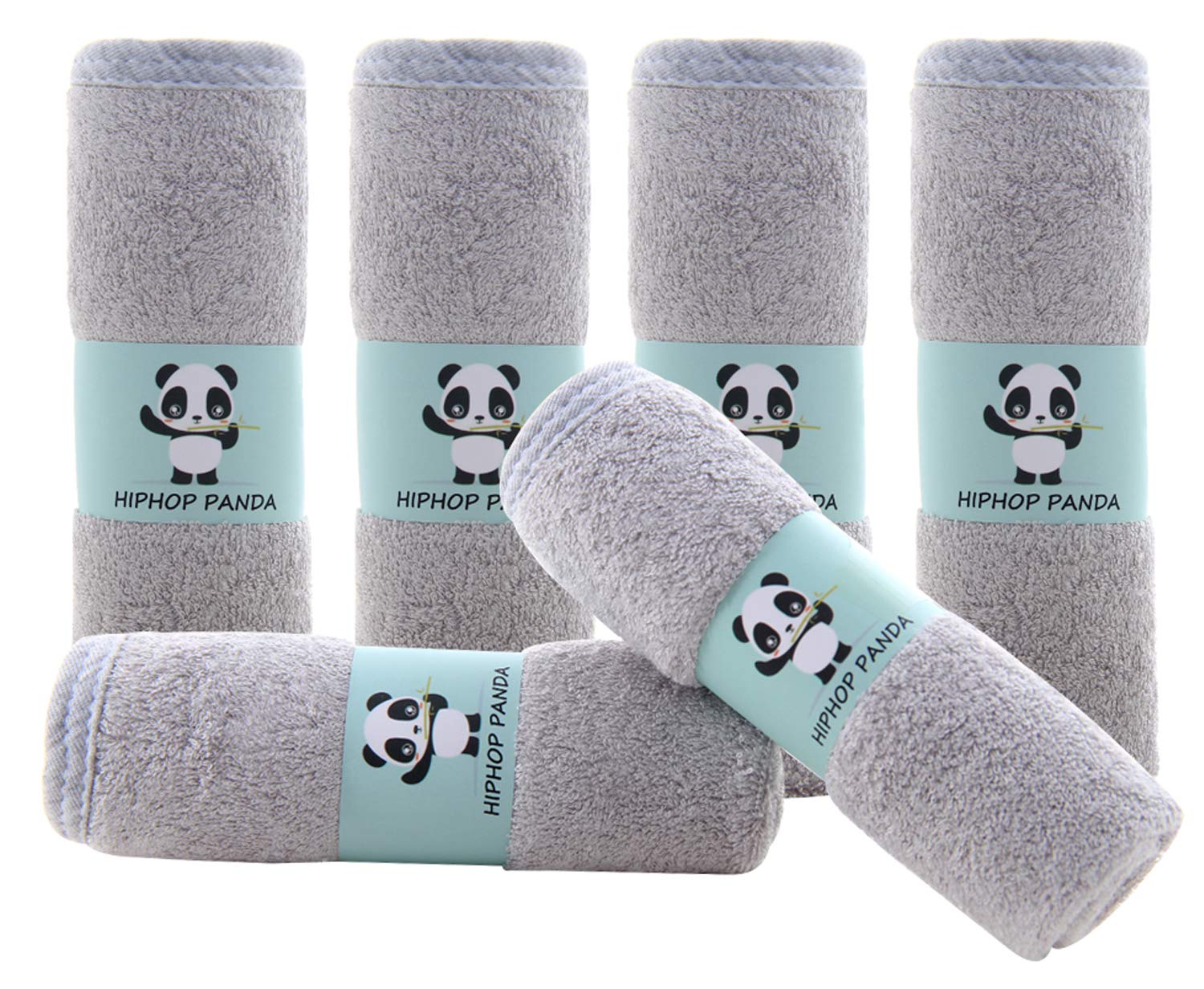 HIPHOP PANDA baby washcloths two-layer closeup grey showing ultra-soft texture