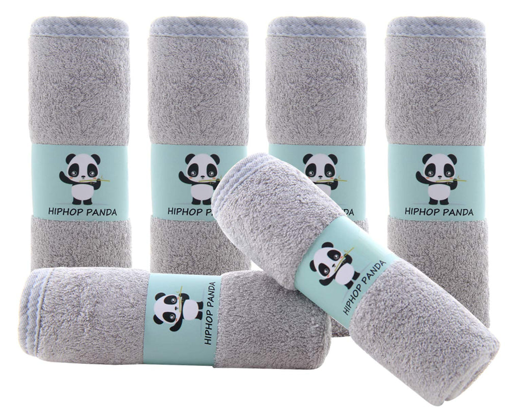 HIPHOP PANDA baby washcloths two-layer closeup grey showing ultra-soft texture
