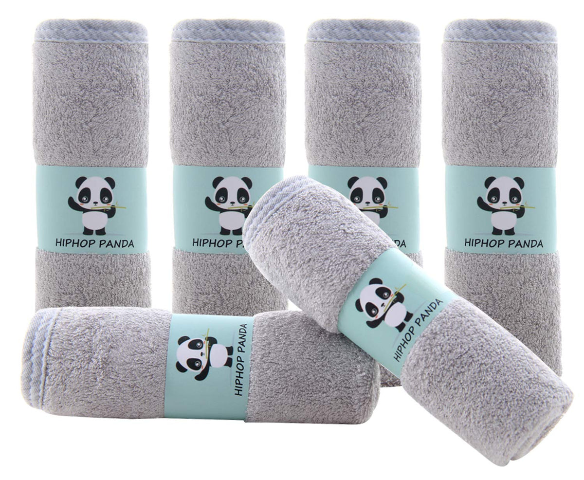 HIPHOP PANDA baby washcloths two-layer closeup grey showing ultra-soft texture