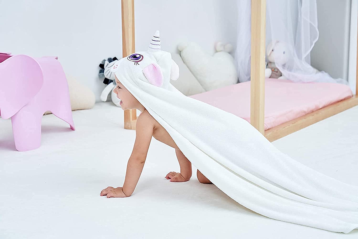 HIPHOP PANDA hooded towel 30x30 grows with toddlers and lasts.