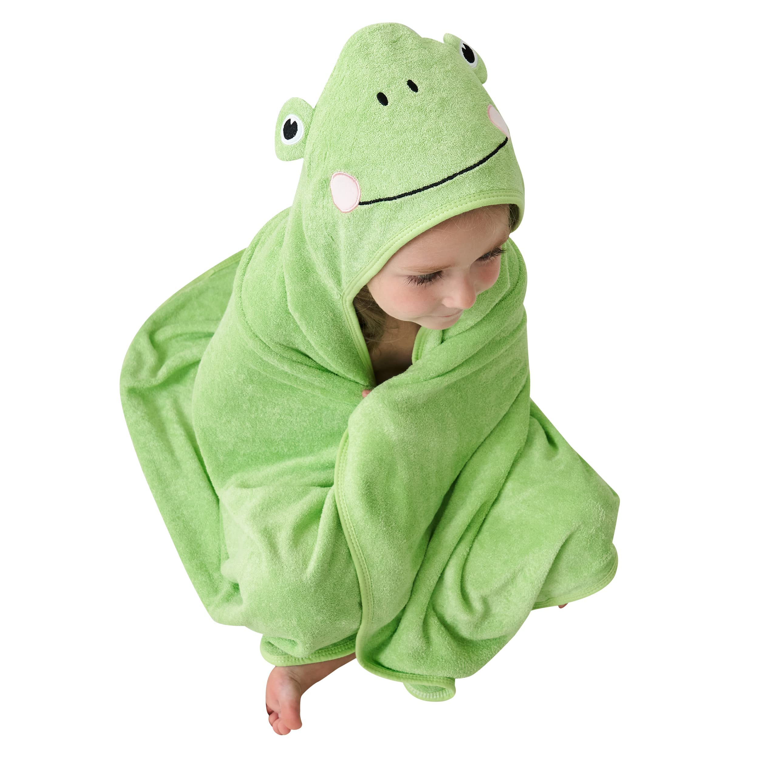 HipHop Panda hooded towel bamboo keeps newborn cozy and dry after bath
