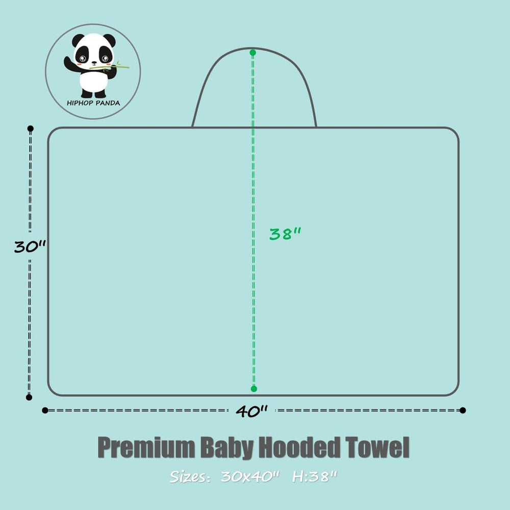 HIPHOP PANDA hooded towel with bear ears detail for cozy newborn post-bath wrap.