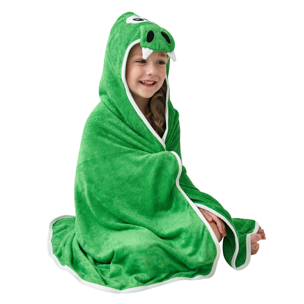 HIPHOP PANDA hooded towel with bear ears and dinosaur print for newborn bath time