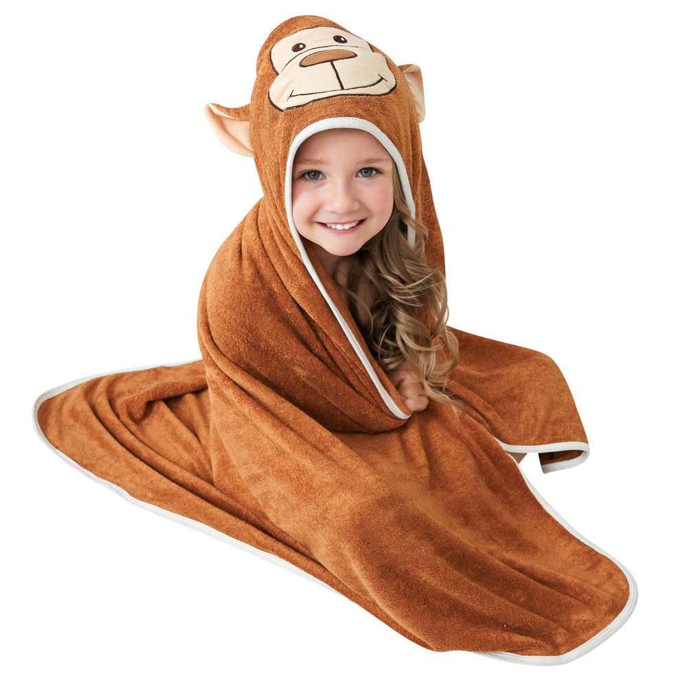 HIPHOP PANDA hooded towel with bear ears for newborns, soft post-bath wrap.