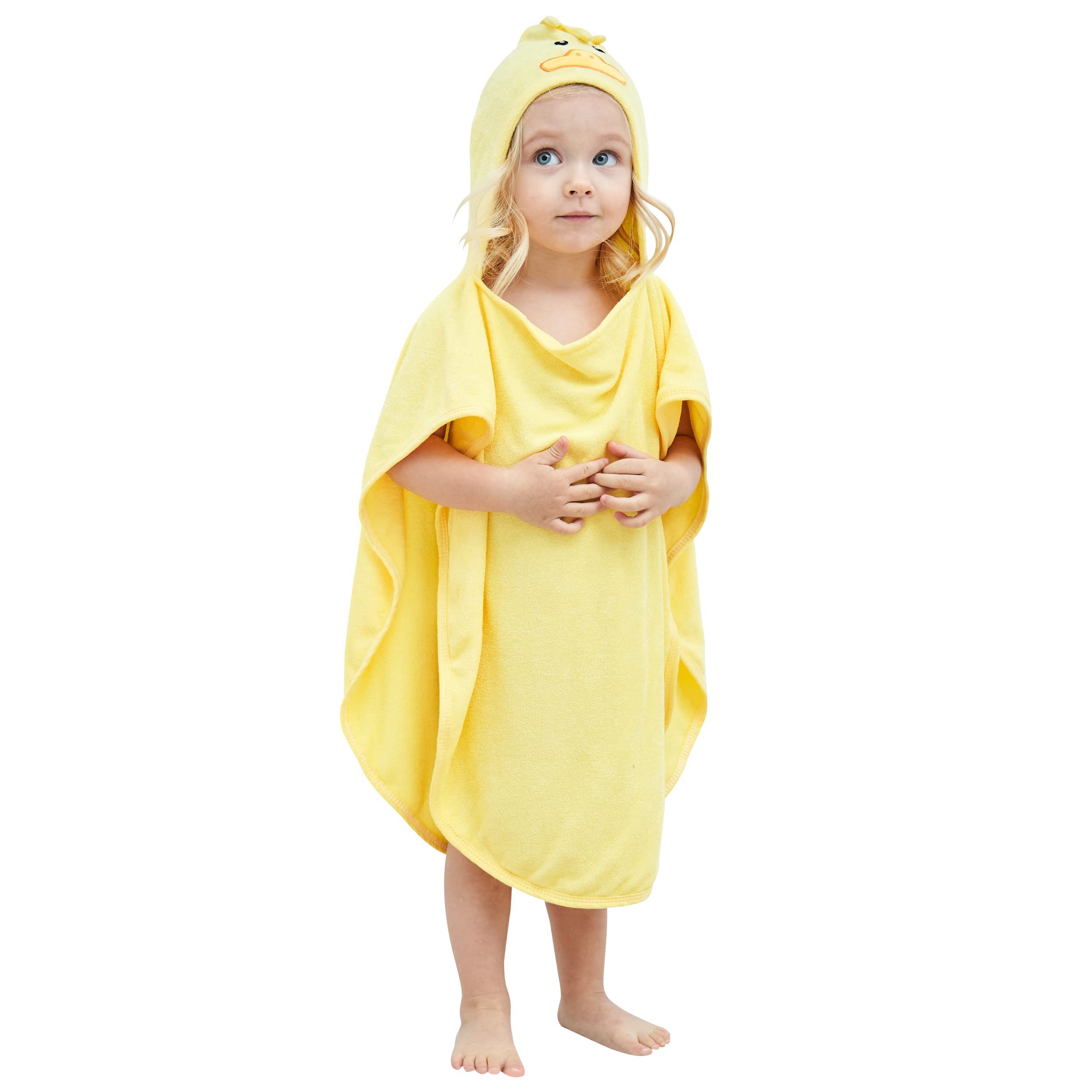 HIPHOP PANDA hooded towel with bear ears provides warm post-bath comfort.