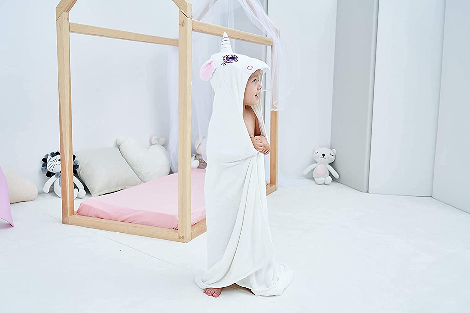 HIPHOP PANDA unicorn design hooded towel makes a durable newborn gift.