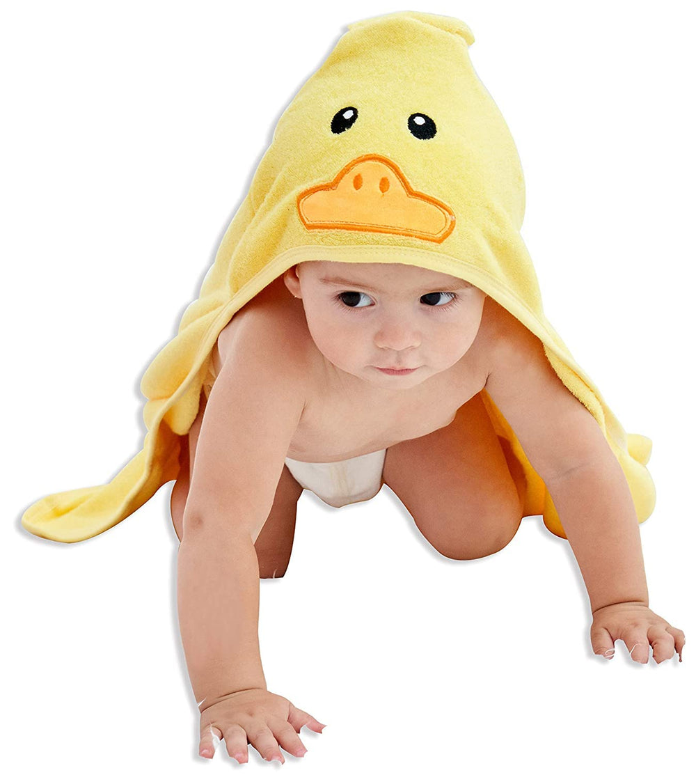 HIPHOP PANDA hooded towel yellow duck design keeps baby warm after baths.