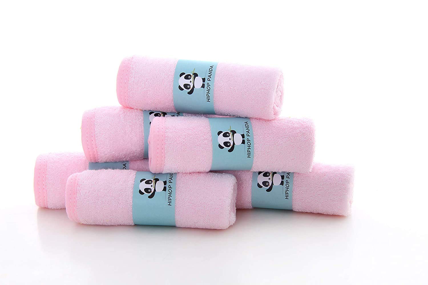 HIPHOP PANDA pink color premium face towel for gentle cleansing and makeup removal.