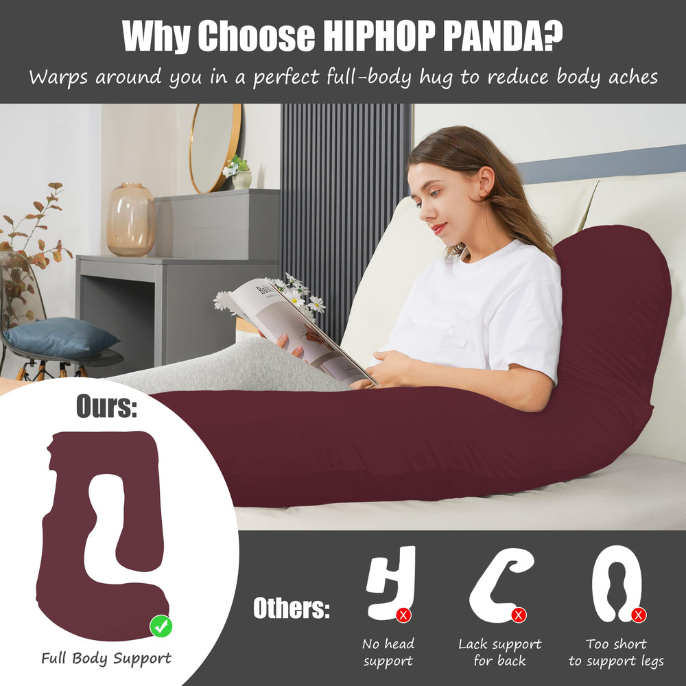 HIPHOP PANDA side-sleep view shows generous 57-inch length for various body types.