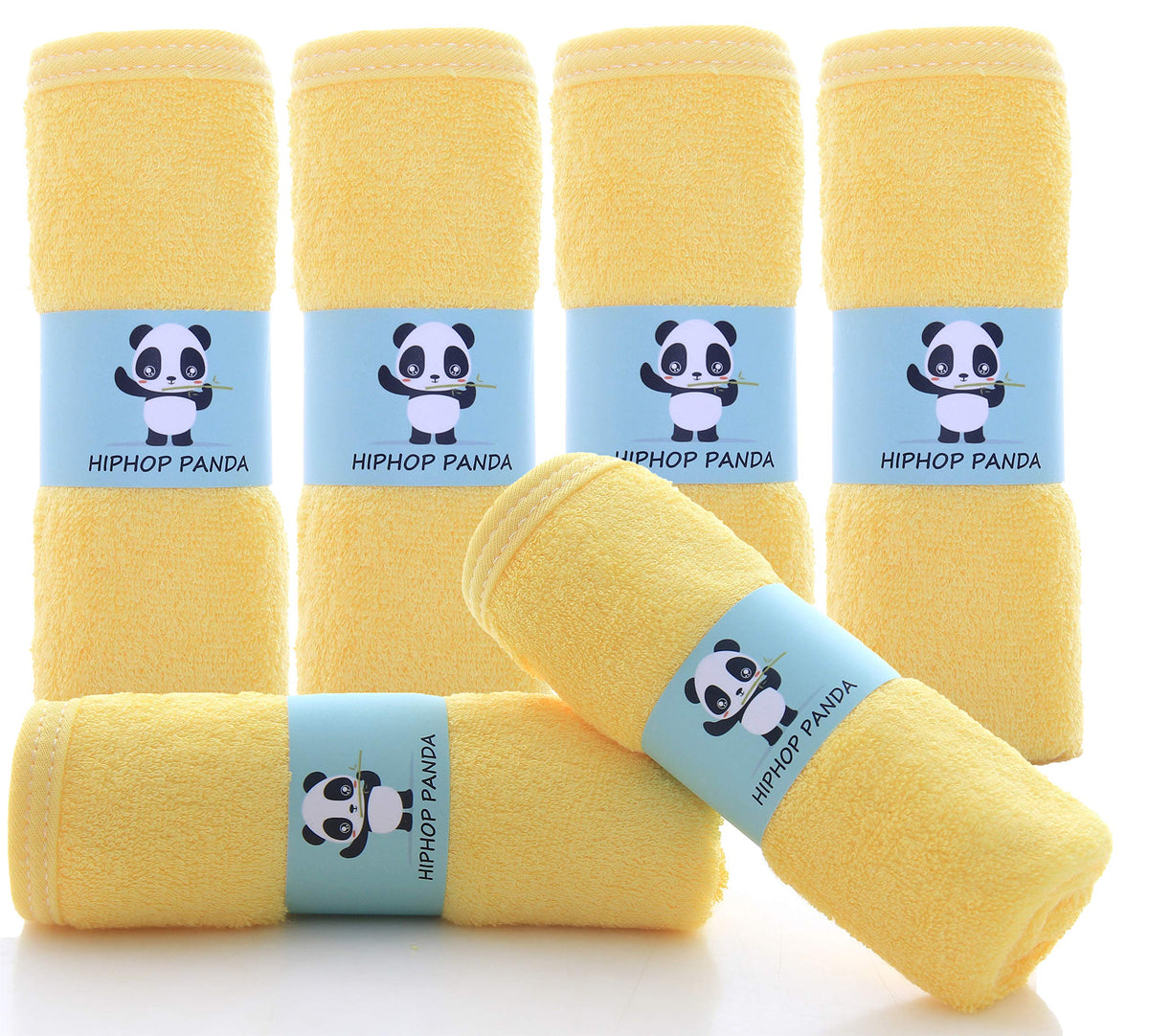 HIPHOP PANDA two-layer baby washcloth yellow pack 6 provides gentle cleansing for newborns.