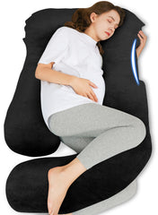 HIPHOP PANDA U-Shaped Pregnancy Pillow full view supports head to belly for restful sleep