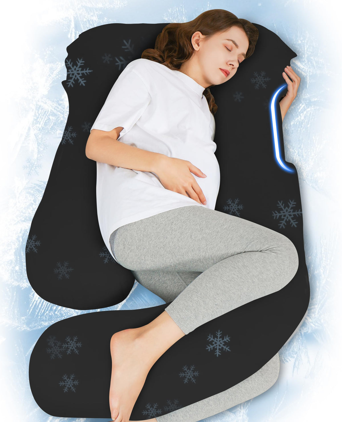 HIPHOP PANDA U-shaped pillow front view supports full-body comfort for sleeping.