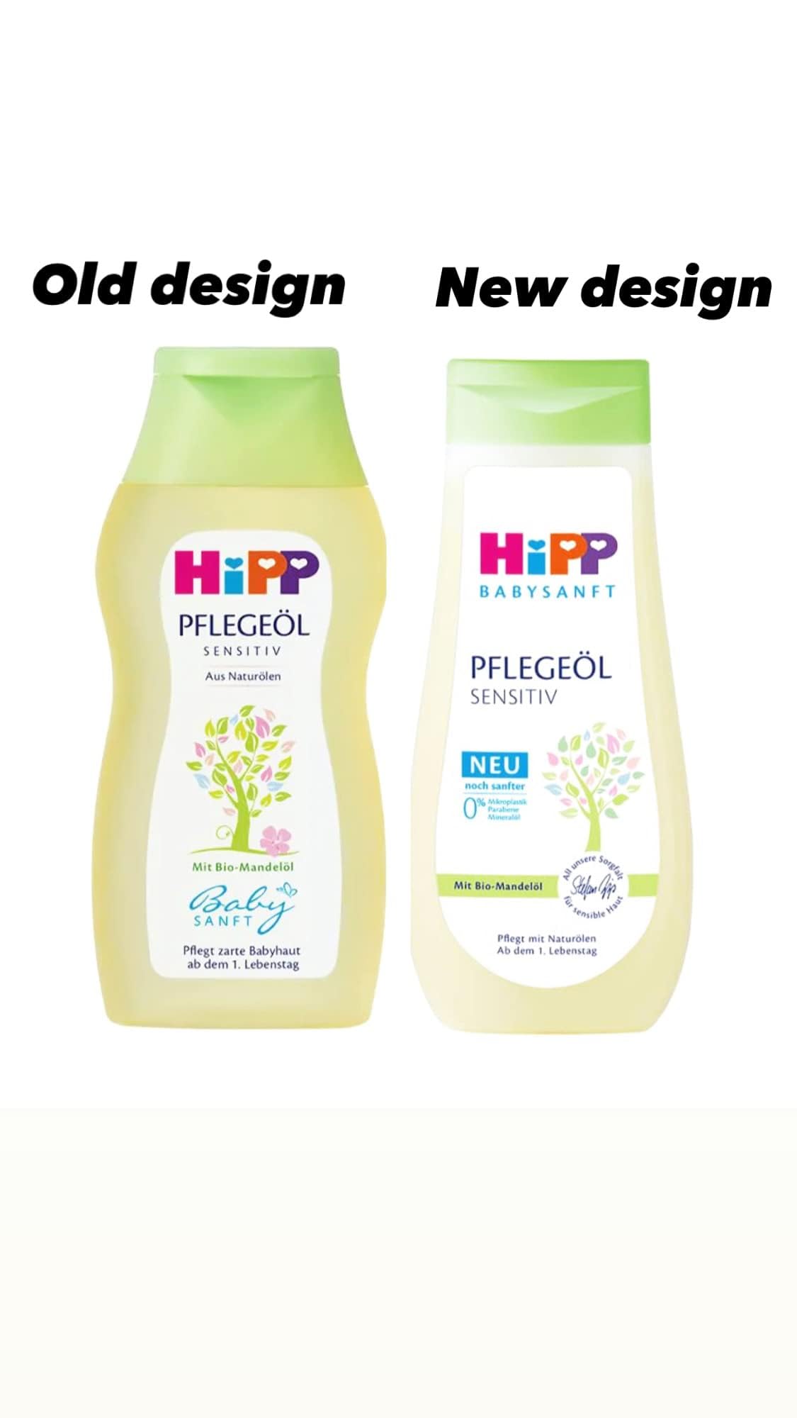 Hipp Baby Body Oil with organic almond oil close-up on key ingredient.