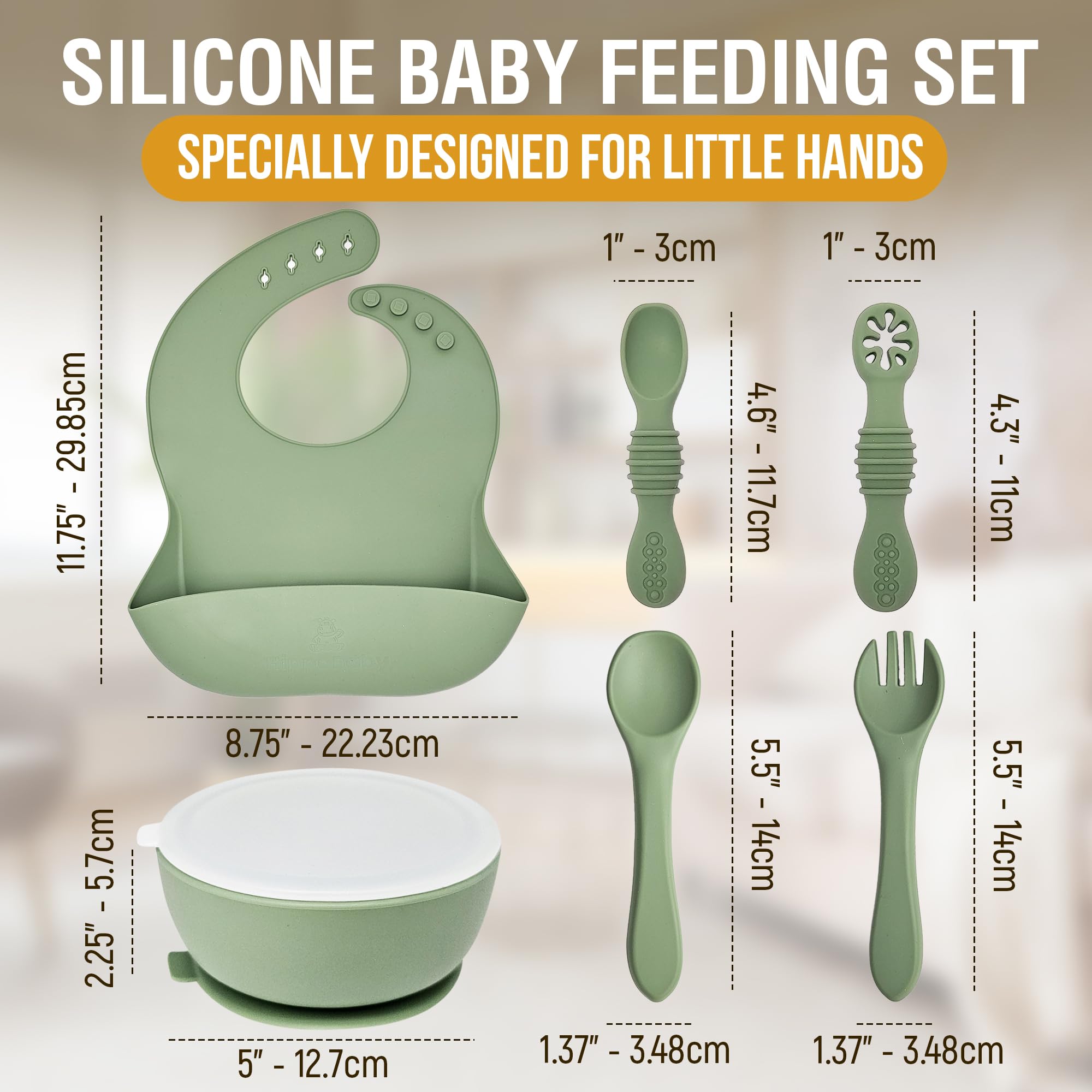 HippoBaby bib with wide pocket catches spills for clean clothes.