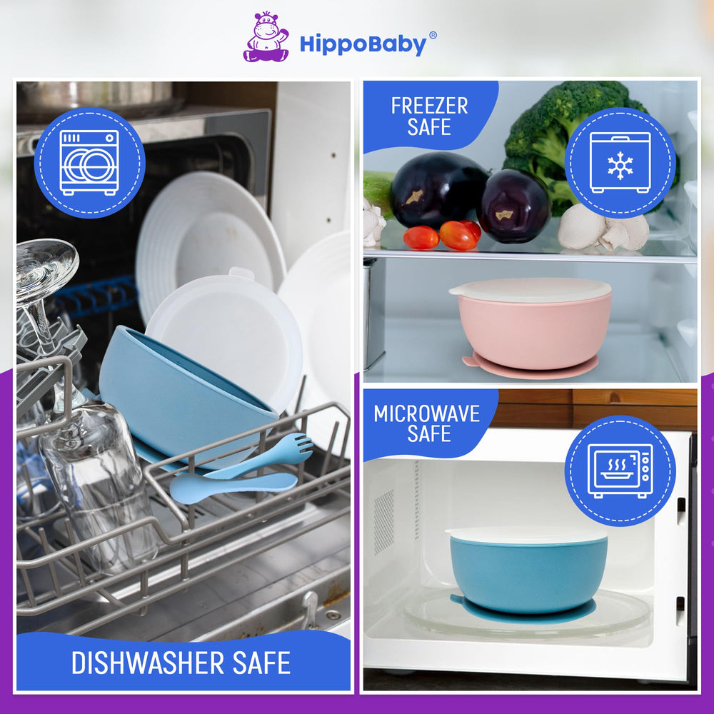 HippoBaby large fork rose perfect for fruits, vegetables, and pasta.