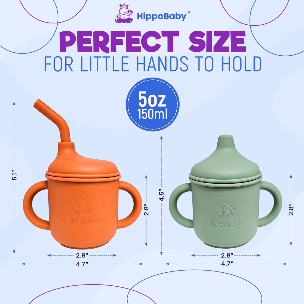 HippoBaby textured silicone cup surface, promotes sensory engagement during sipping.