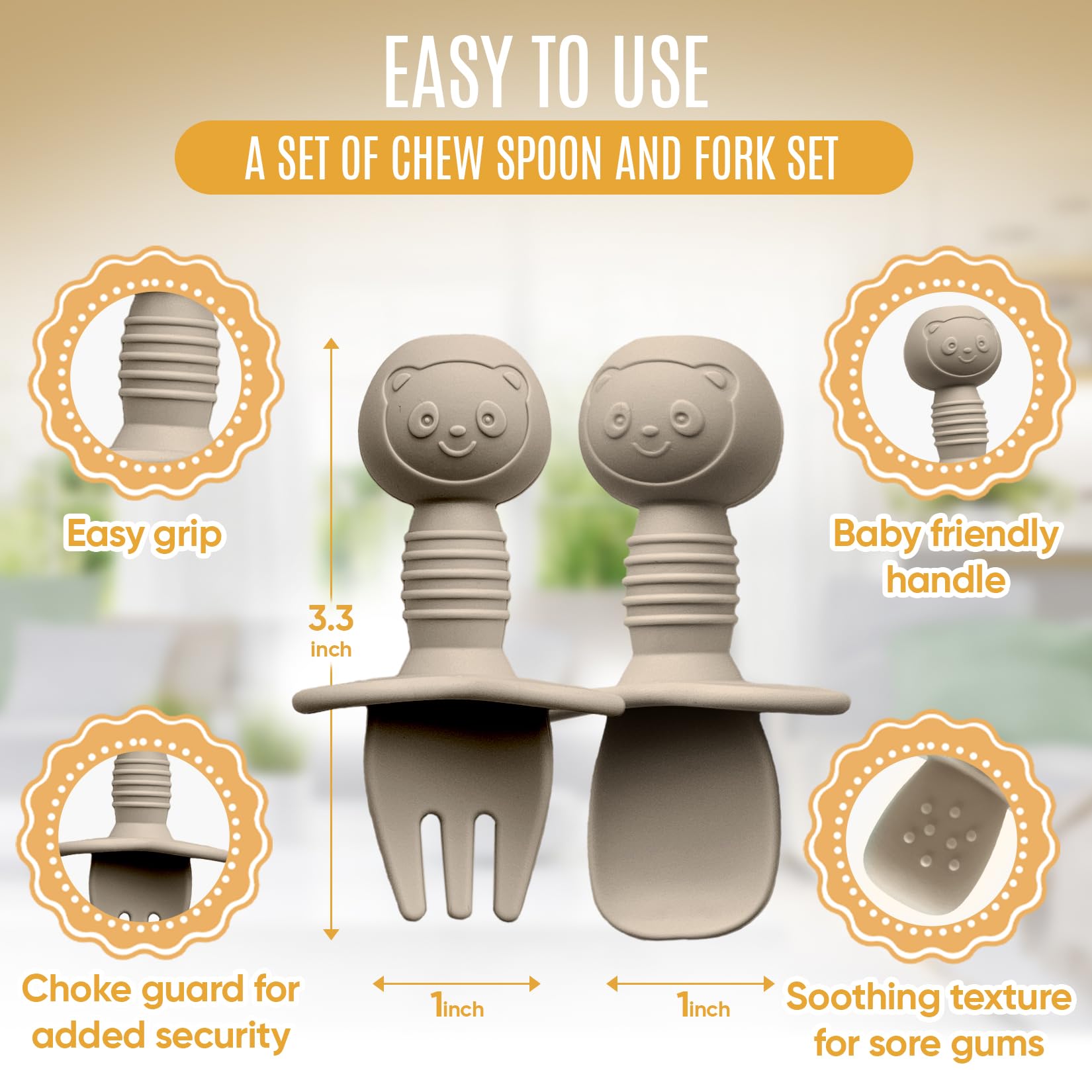 HippoBaby Stage-2 spoon focuses on comfortable grip for self-feeding practice.