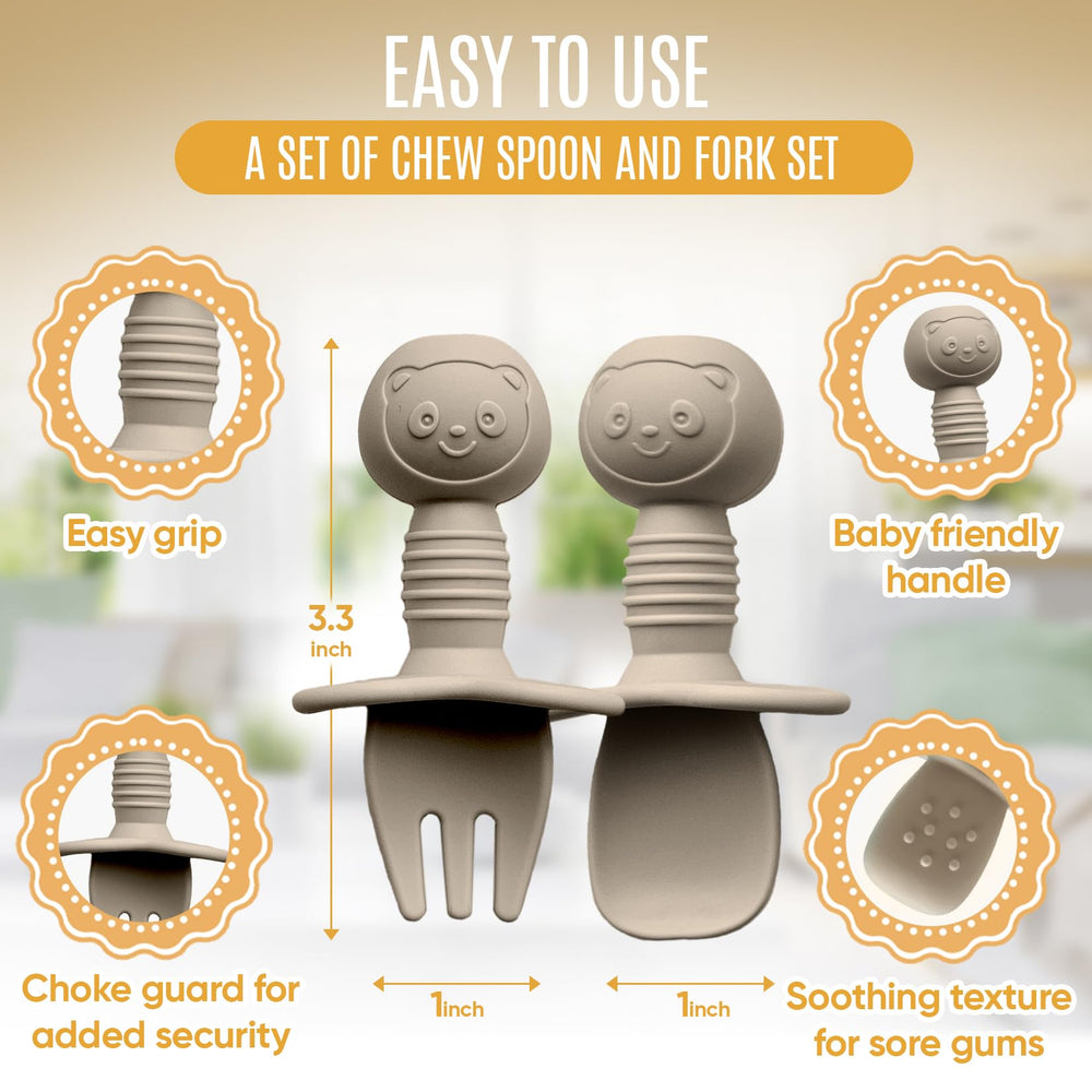 HippoBaby Stage-2 spoon focuses on comfortable grip for self-feeding practice.