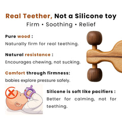HippoToys natural hardwood teether close-up safe gum relief