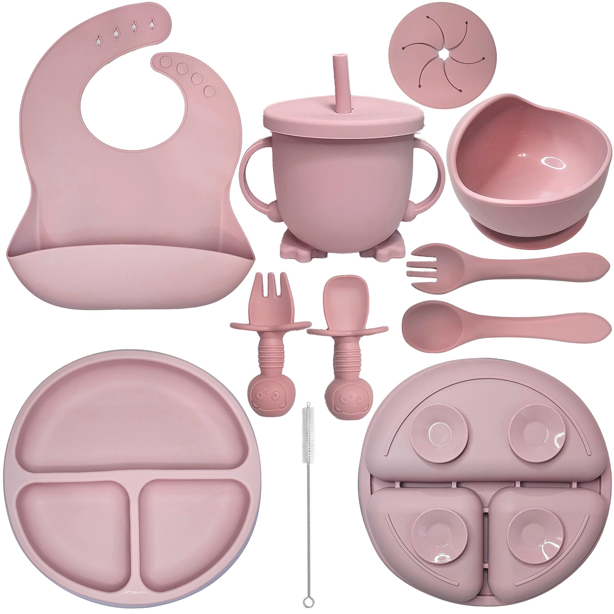 HippoBaby 10-piece silicone feeding set ready for mess-free meals and independent eating