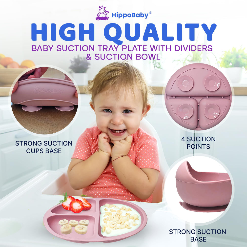 HippoBaby adjustable bib with food catcher protects clothes during mealtime
