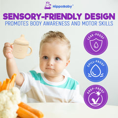 HippoBaby anti-tip stable base — reduces spills during early independent drinking