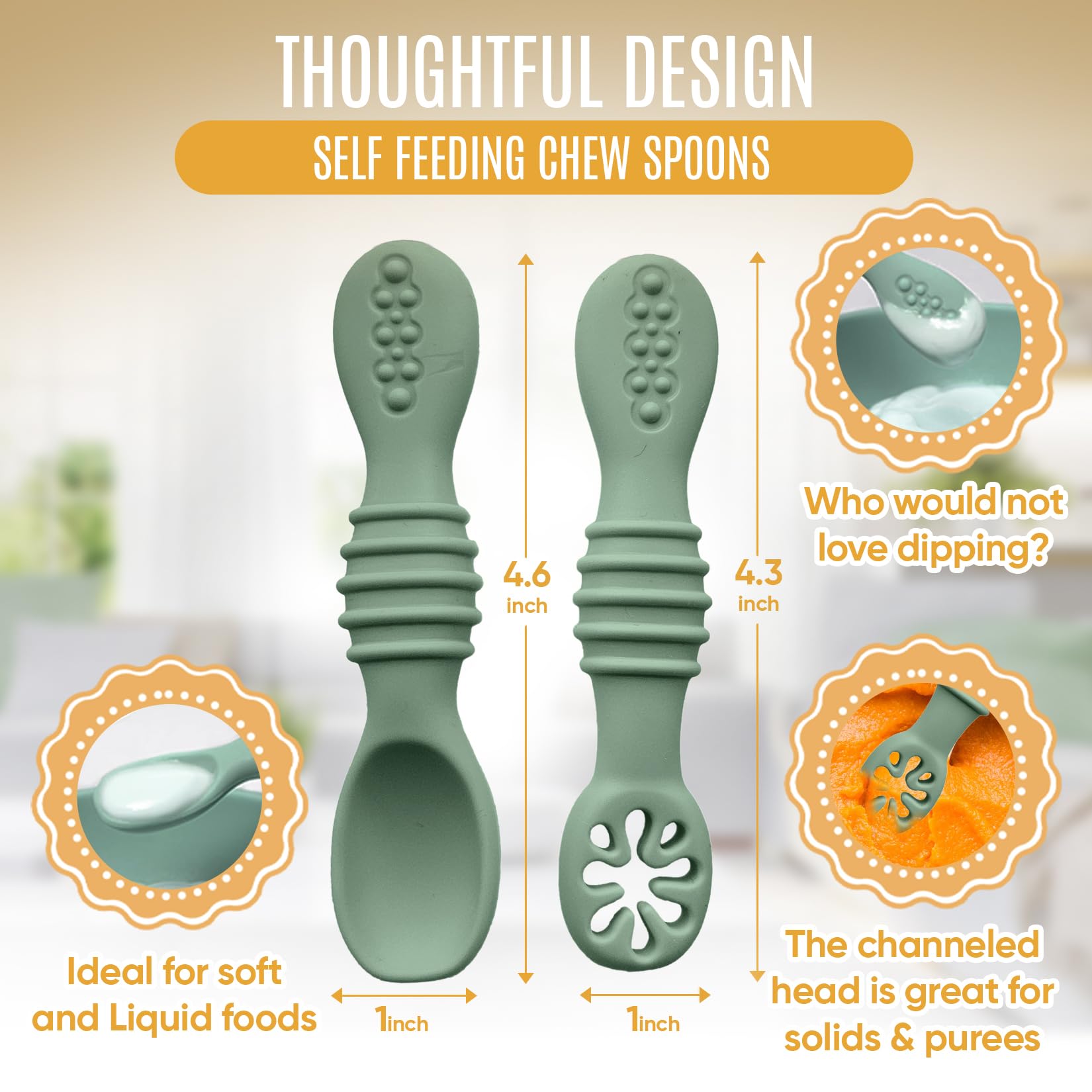 HippoBaby curved-edge baby fork closeup aids scooping and safe feeding