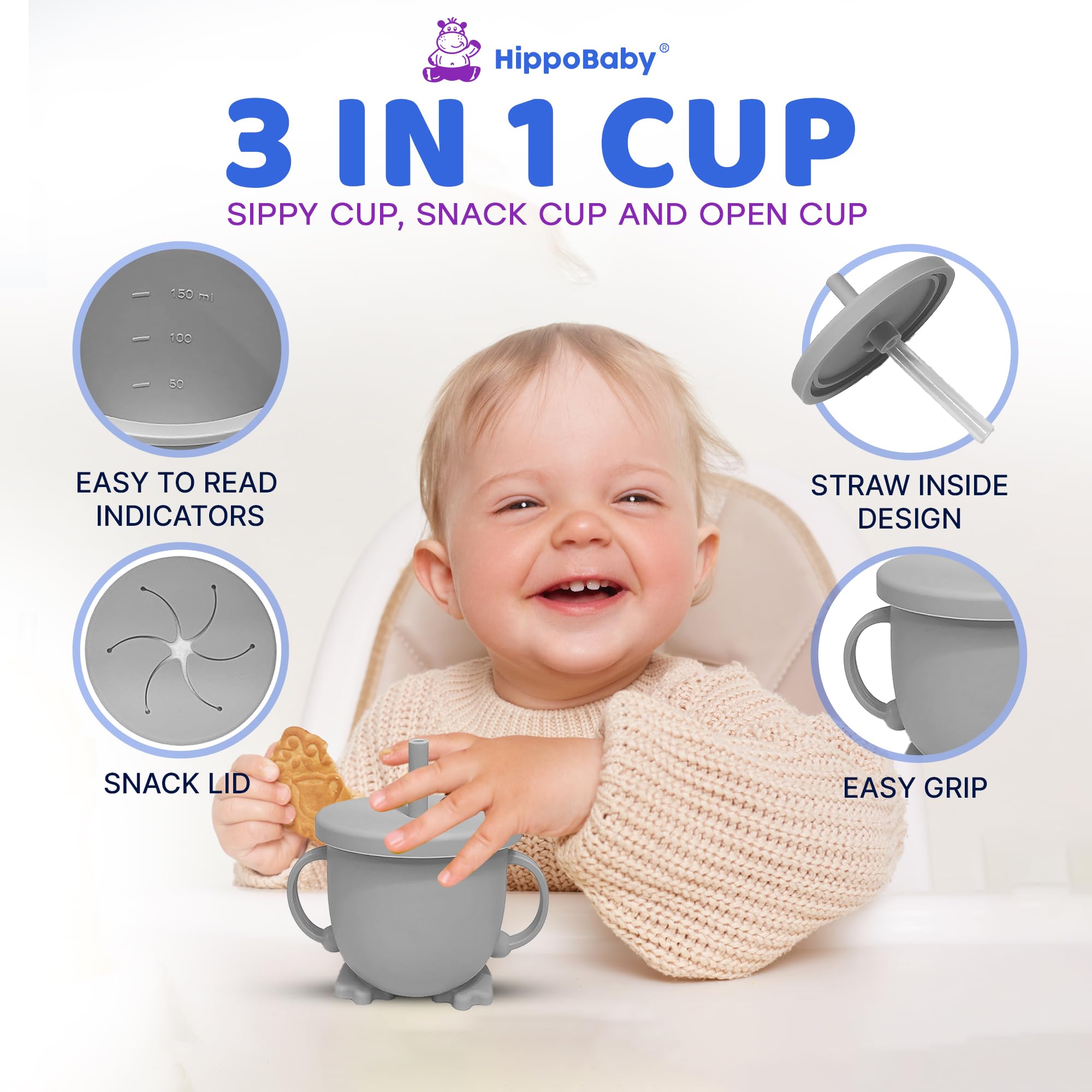 HippoBaby baby fork with safety guard helps prevent slips and pokes.